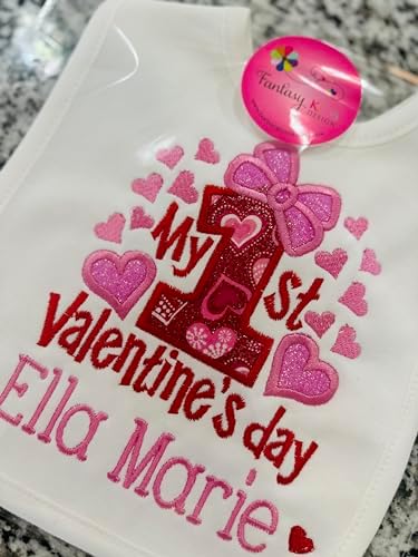 My First Valentines Day Baby Girl Bib and Hat Set