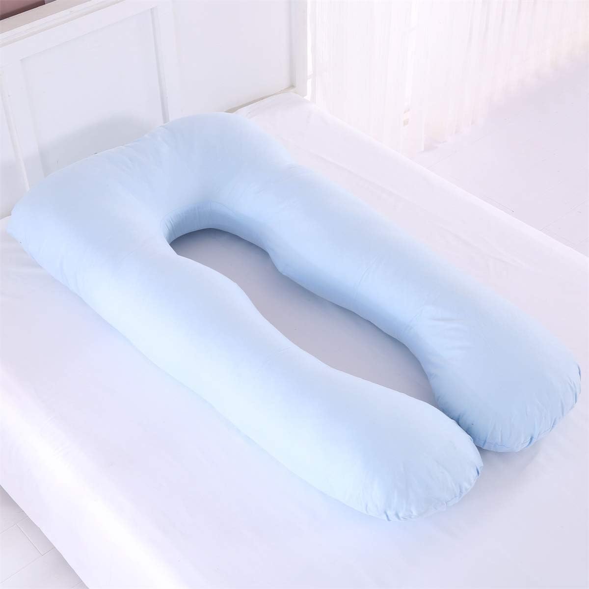 KWLET U Shaped Pregnancy Pillow Cover 57x30 Inch Blue