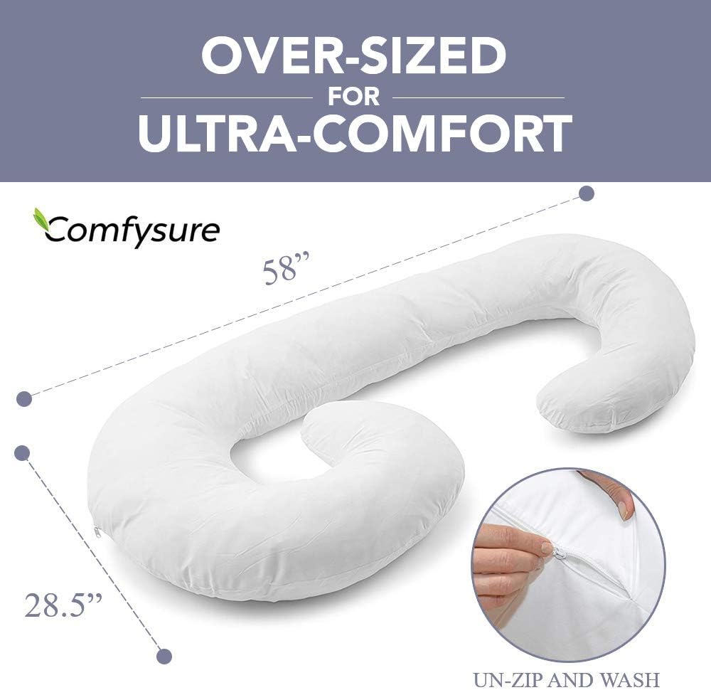 ComfySure Full Body Pregnancy Pillow - 58 J Shaped Maternity Support 1