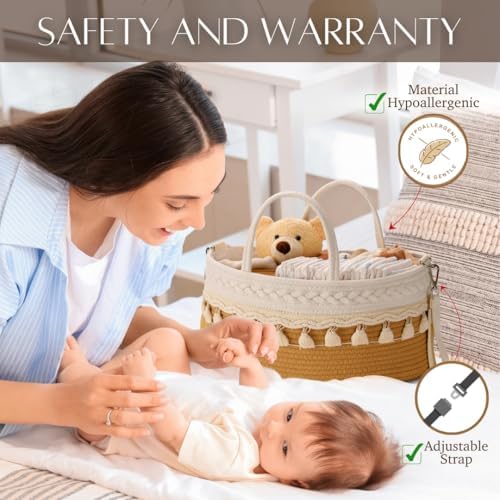 SEBRAM Diaper Caddy Organizer Brown