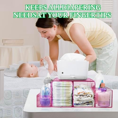 Nanyezh Acrylic Diaper Caddy with 4 Compartments Red 1