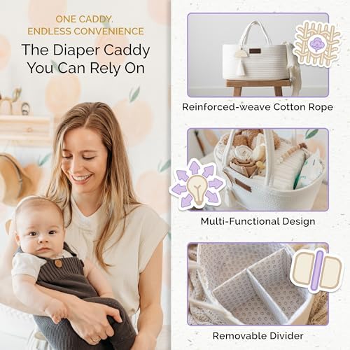 Yunioo Diaper Caddy Organizer Boho Style White 1