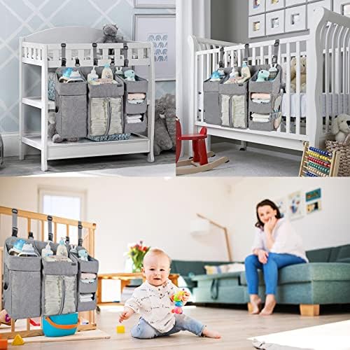 Clearworld Hanging Diaper Caddy Organizer Gray