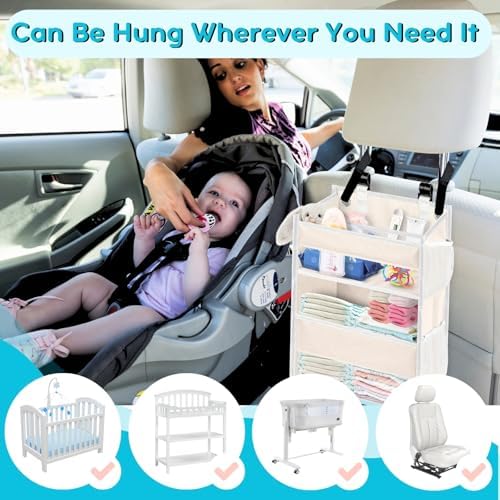 Ofiray-home Hanging Diaper Caddy 2-Tier with Mesh Pockets