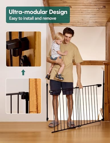 Babelio Stair Door Baby Gate No Bottom Bar 30 Tall Black