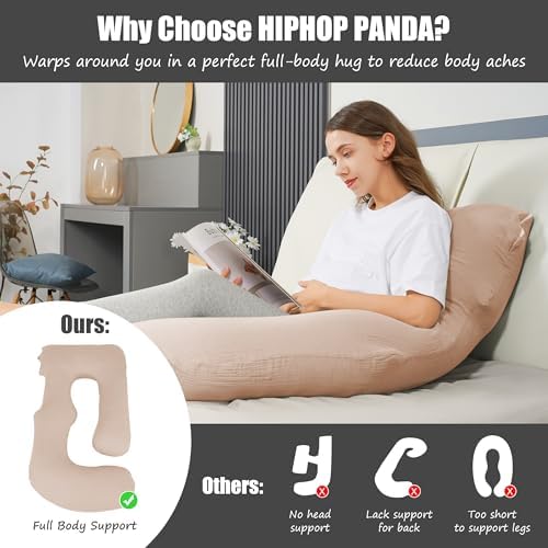 HIPHOP PANDA Muslin Pregnancy Pillow - U Shaped Full Body Support