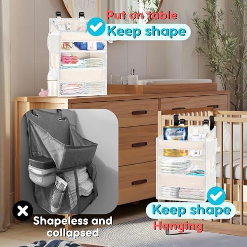 Ofiray-home Hanging Diaper Caddy 2-Tier with Mesh Pockets