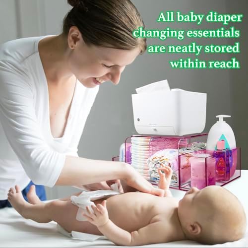 Nanyezh Acrylic Diaper Caddy with 4 Compartments Red 1