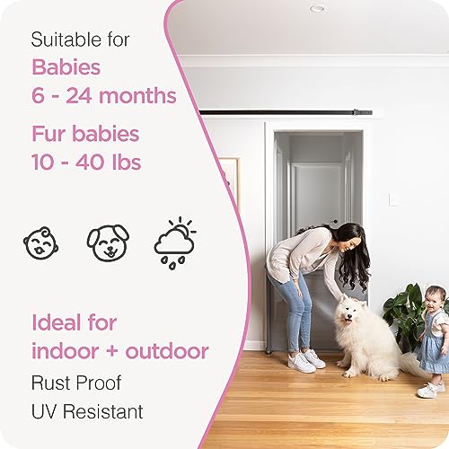 Retractable Baby Gate with 3-Way Locking - Gray