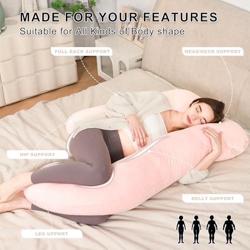 Iangorion Full Body Pillow Pink U-Shaped Maternity Support