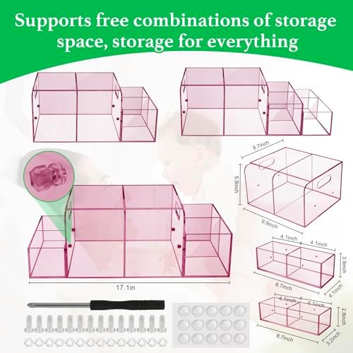 Nanyezh Acrylic Diaper Caddy with 4 Compartments Red 1
