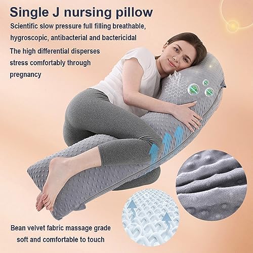 Vivixilan J-Shaped Pregnancy Pillow for Full Body Support Gray