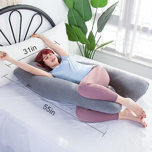 MOON PINE Pregnancy Pillow with Cooling Grey Cover