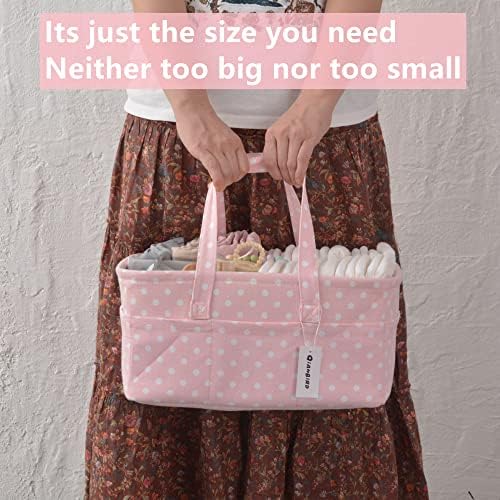 QiANBiRD Pink Diaper Caddy Organizer for Baby Girl