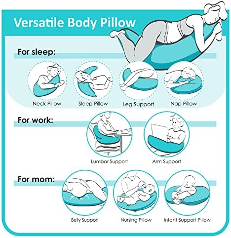 BYRIVER C Shaped Pregnancy Pillow with Cool Cotton Cover