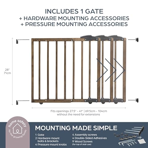 Dreambaby Nottingham Wooden Baby Gate for Stairs and Doorways