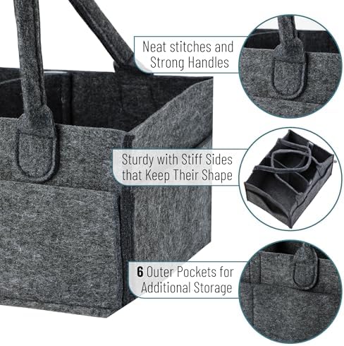 Mr Pen Baby Diaper Caddy Organizer - Charcoal Gray