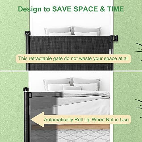MYPIN Retractable Baby Gate 33 Tall 71 Wide Black