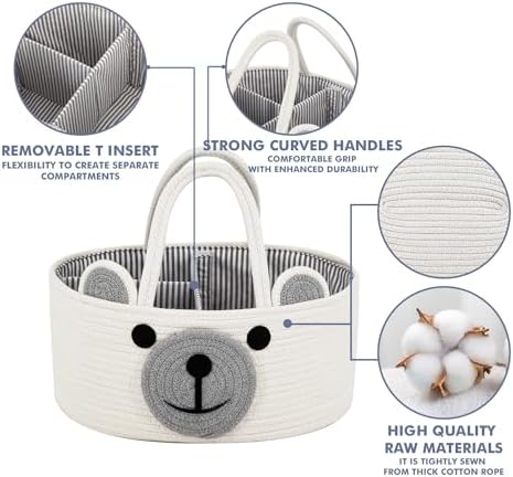 Home Tots Bear Diaper Caddy Organizer Large White