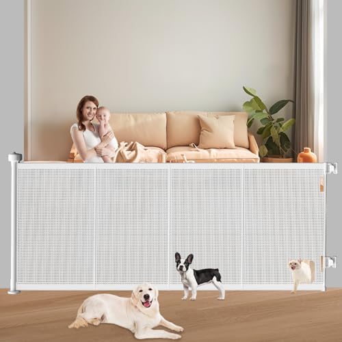 Pawtners Retractable Baby Gate with Cat Door - Extra Wide 71