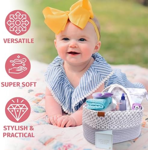 Unisex Diaper Caddy Organizer with Wet Dry Bag and Greeting Card