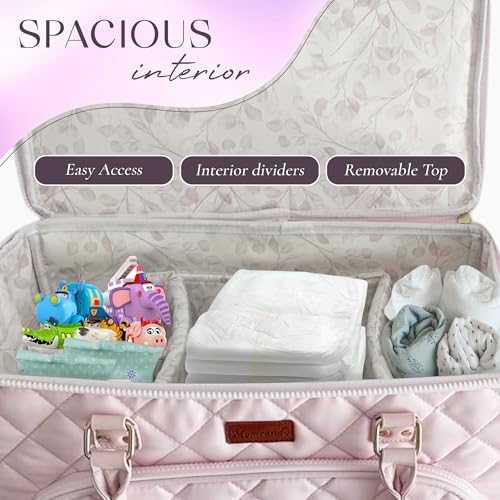 MOMCANDO Diaper Bag Tote with Dividers - Pink 1
