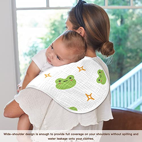 WELLDAY Muslin Burp Cloth Set of 1 Soft Absorbent Cute Frog