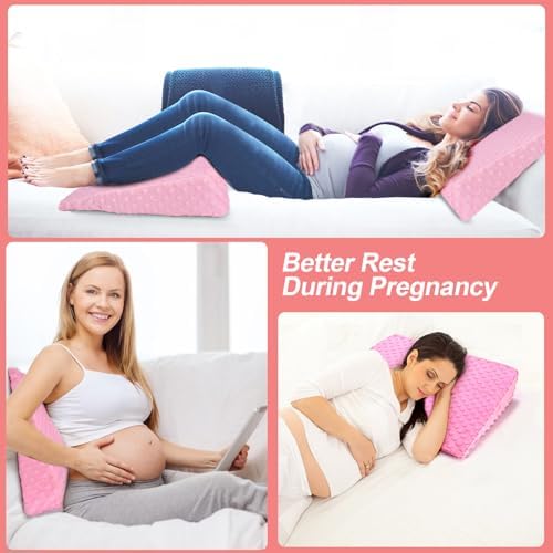 BiKontrun Pregnancy Wedge Pillow with Pink Cover