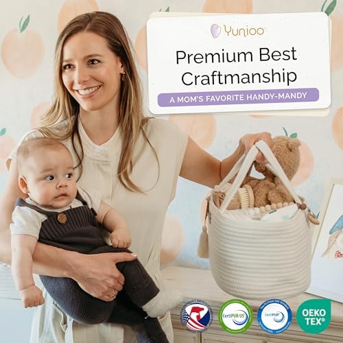 Yunioo Diaper Caddy Organizer Boho Style White 1