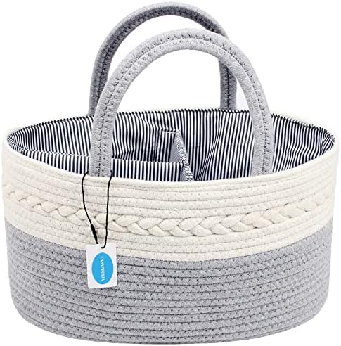 Casaphoria Caddy Organizer - Cream Gray 145 Inch Cotton Basket
