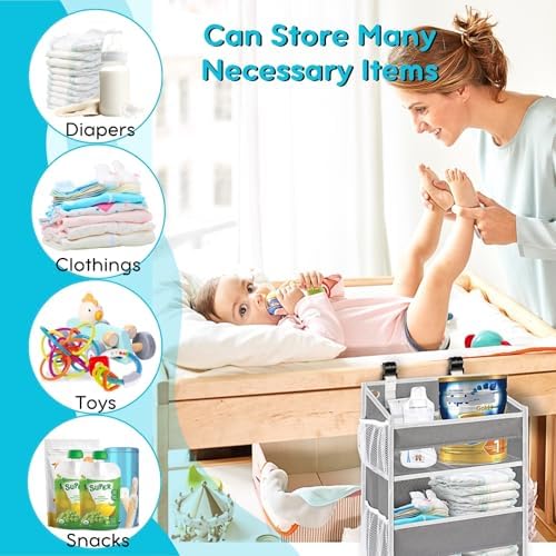 Ofiray-home Hanging Diaper Caddy with Mesh Pockets