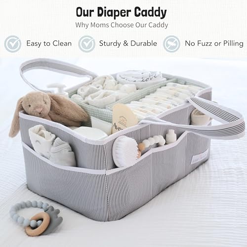 Lily Miles 2 Baby Diaper Caddy Organizers - Large Mint Blush 1
