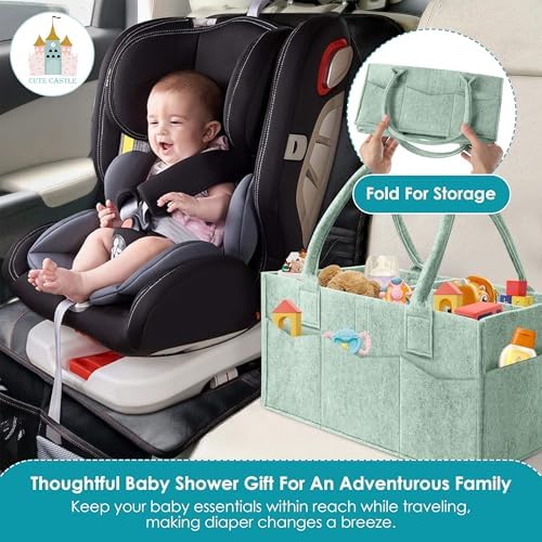 Cute Castle 2 Pack Diaper Caddy Organizer - Green Large