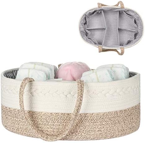 Maxgoods Baby Diaper Caddy Organizer - Cotton with Dividers and Pockets