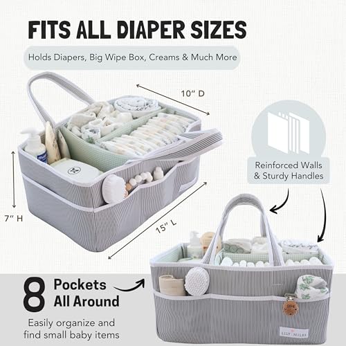 Lily Miles Large Diaper Caddy Organizer Mint Green Sand Felt