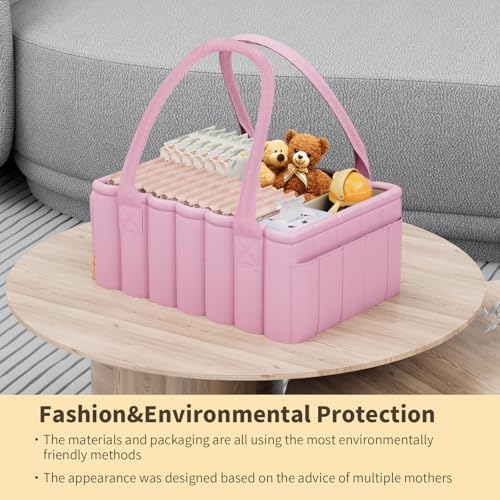 Clever Pink Baby Diaper Caddy Organizer Storage Basket