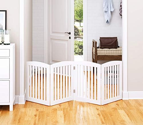 PAWLAND Wooden Freestanding Pet Gate 24 Height 4 Panels