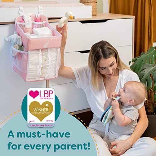 Cradle Star Hanging Diaper Caddy Organizer - 50 Diapers - Pink 17x9x9