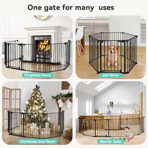 COMOMY 150 Wide Baby Gate with Door and 6 Panels