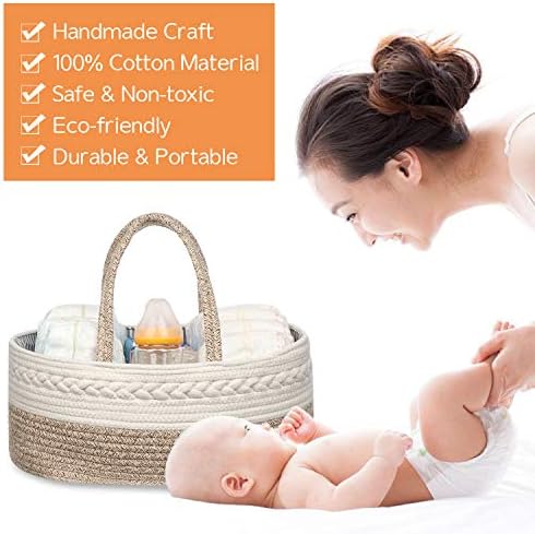 Maxgoods Baby Diaper Caddy Organizer - Cotton with Dividers and Pockets