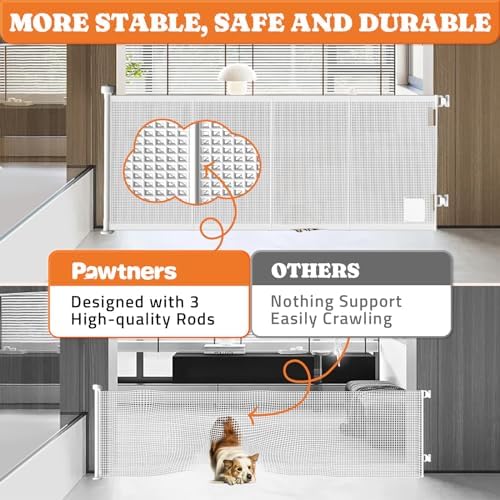 Pawtners Retractable Baby Gate with Cat Door - Extra Wide 71