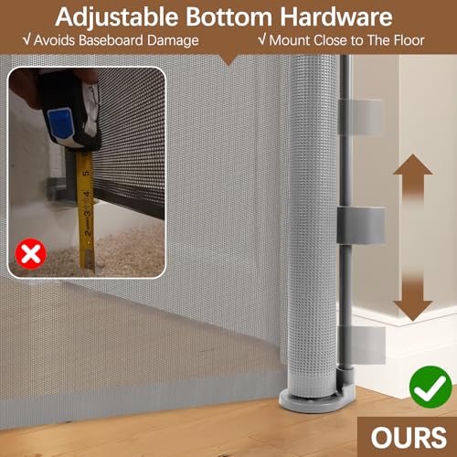 60 Inch Extra Tall Retractable Cat Gate - Gray