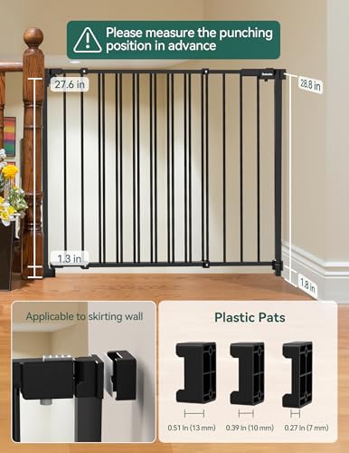 Babelio Stair Door Baby Gate No Bottom Bar 30 Tall Black