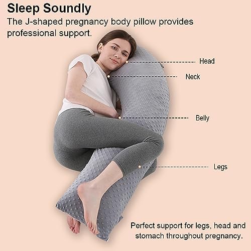 Vivixilan J-Shaped Pregnancy Pillow for Full Body Support Gray