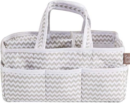 Dove Gray Chevron Storage Caddy Organizer - 12x6x8 inches