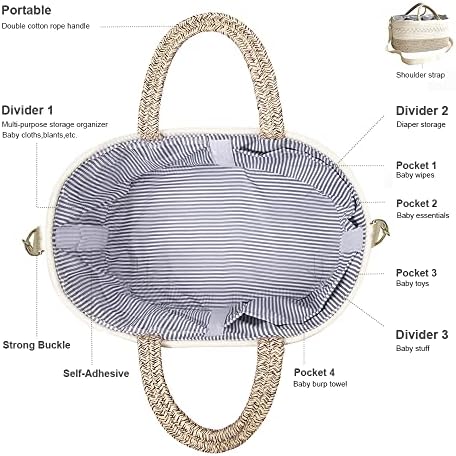 YeaYee Baby Diaper Caddy with 4 Pockets and Shoulder Strap