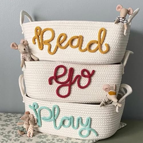 Personalized Baby Name Basket with Cotton Rope Design 1
