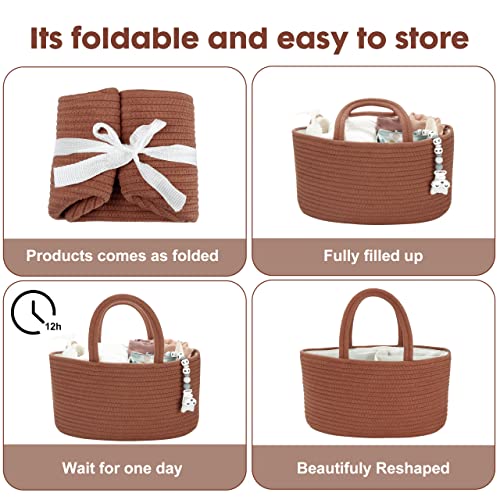 XUANGUO Rustic Cotton Rope Diaper Caddy Organizer