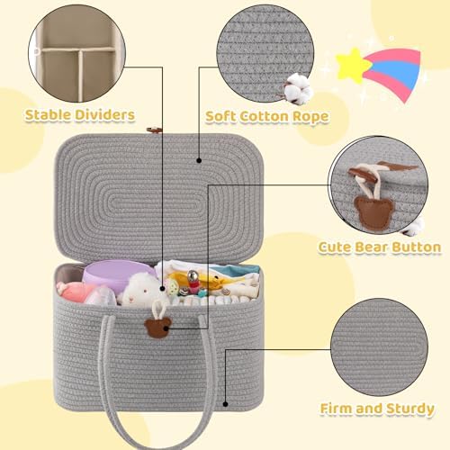 OIAHOMY Diaper Caddy Organizer for Baby - Grey