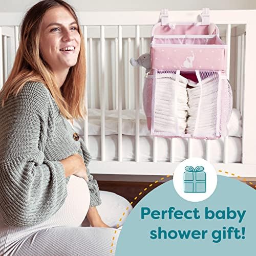 Cradle Star Hanging Diaper Caddy Organizer - 50 Diapers - Pink 17x9x9